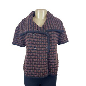 Piazza Sempione Wool Silk Blend Wide Lapel Cardigan Jacket Sz 44 (12 US)